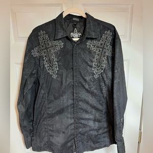 Roar buckle long sleeve shirt black size L